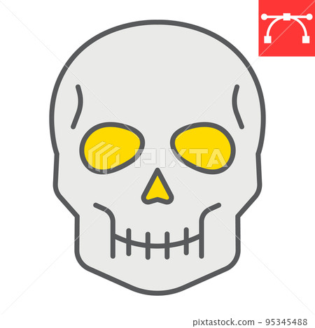 Skull color line icon, holiday and halloween, human skull vector icon, vector graphics, editable stroke filled outline sign, eps 10. Skull color line icon, holiday and halloween, human skull vector icon, vector graphics, editable stroke filled outline sign, eps 10. 95345488