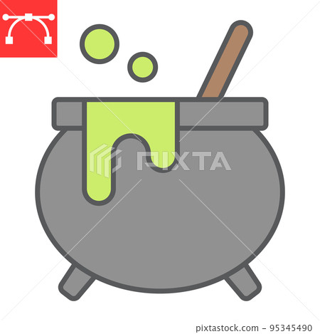 Witch cauldron color line icon, holiday and halloween, witch pot vector icon, vector graphics, editable stroke filled outline sign, eps 10. Witch cauldron color line icon, holiday and halloween, witch pot vector icon, vector graphics, editable stroke filled outline sign, eps 10. 95345490