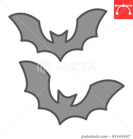 Bat color line icon, holiday and halloween, bats vector icon, vector graphics, editable stroke filled outline sign, eps 10. Bat color line icon, holiday and halloween, bats vector icon, vector graphics, editable stroke filled outline sign, eps 10. 95345497
