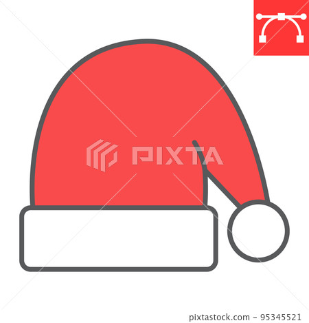 Santa hat color line icon, holiday and christmas, santa hat vector icon, vector graphics, editable stroke filled outline sign, eps 10. 95345521
