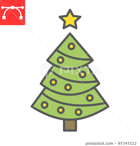 Christmas tree color line icon, holiday and christmas, fir tree vector icon, vector graphics, editable stroke filled outline sign, eps 10. 95345522