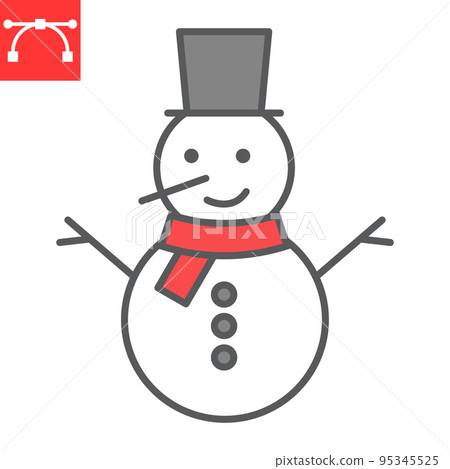 Snowman color line icon, holiday and christmas, snowman vector icon, vector graphics, editable stroke filled outline sign, eps 10. Snowman color line icon, holiday and christmas, snowman vector icon, vector graphics, editable stroke filled outline sign, eps 10. 95345525