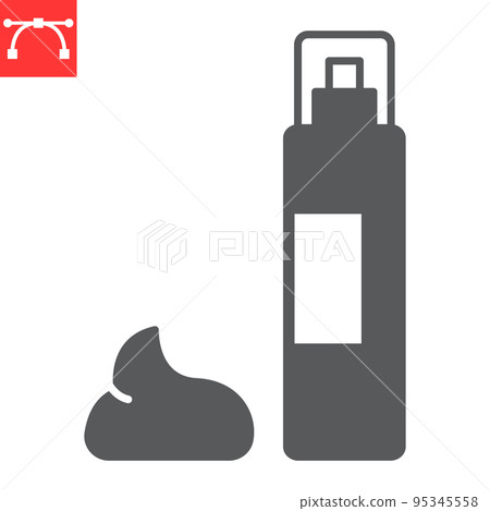 Shaving foam glyph icon, cosmetic and care, shaving cream vector icon, vector graphics, editable stroke solid sign, eps 10. Shaving foam glyph icon, cosmetic and care, shaving cream vector icon, vector graphics, editable stroke solid sign, eps 10. 95345558