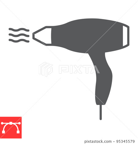 Hair dryer glyph icon, barber and hairdresser, hairdryer vector icon, vector graphics, editable stroke solid sign, eps 10. Hair dryer glyph icon, barber and hairdresser, hairdryer vector icon, vector graphics, editable stroke solid sign, eps 10. 95345579