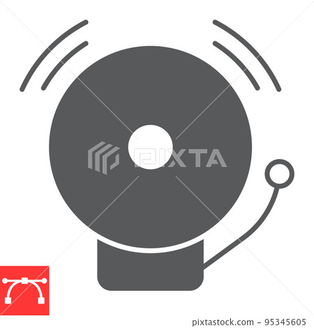 School bell glyph icon, school and warning, alarm bell vector icon, vector graphics, editable stroke solid sign, eps 10. 95345605