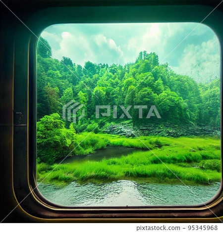 A view full of greenery from the train window A view full of greenery from the train window 95345968