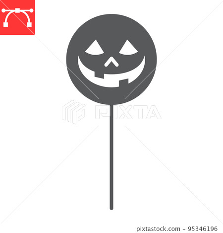 Halloween lollipop with face glyph icon, sweet and party, lollipop face vector icon, vector graphics, editable stroke solid sign, eps 10. Halloween lollipop with face glyph icon, sweet and party, lollipop face vector icon, vector graphics, editable stroke solid sign, eps 10. 95346196