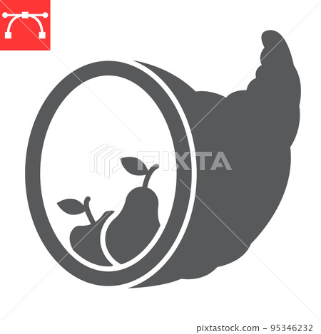 Cornucopia glyph icon, thanksgiving and holiday, cornucopia vector icon, vector graphics, editable stroke solid sign, eps 10. Cornucopia glyph icon, thanksgiving and holiday, cornucopia vector icon, vector graphics, editable stroke solid sign, eps 10. 95346232
