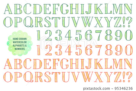 Vector green numbers 1234567890 - font with English alphabet Stock Vector