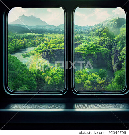A different world of greenery and rivers from the train window A different world of greenery and rivers from the train window 95346706