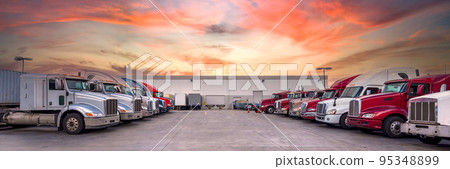 Distribution warehouse berth and semi-trailer head Distribution warehouse berth and semi-trailer head 95348899