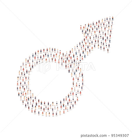 Large group of people silhouette crowded together in gender sign shape isolated on white background. Vector illustration Large group of people silhouette crowded together in gender sign shape isolated on white background. Vector illustration 95349307