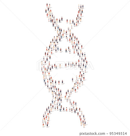 Large group of people different silhouette crowded together in dna spiral shape isolated on white background. Vector illustration Large group of people different silhouette crowded together in dna spiral shape isolated on white background. Vector illustration 95349314