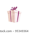 Beautiful hand drawn gift box isolated. Artistic watercolor illustartion for bday cards, banners, prints etc. 95349364