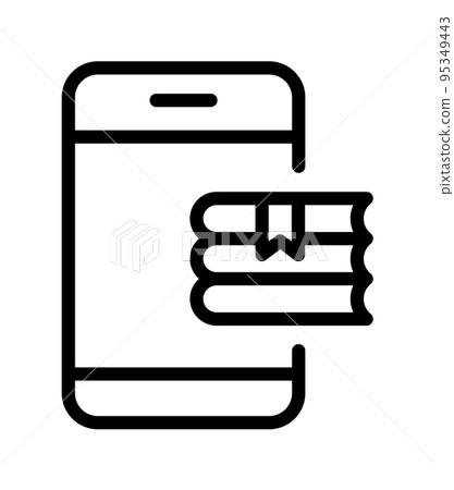Vector Line Books and mobile icon isolated on white background. Outline symbol for website design, mobile application, ui. Book pictogram. telephone illustration editorial stroke 95349443