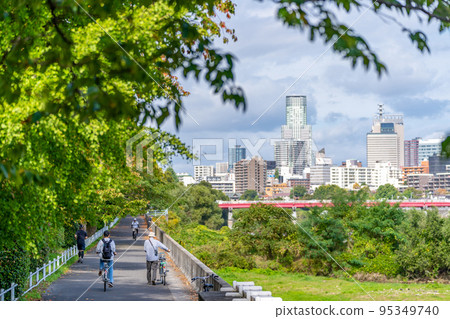 Sendai city center, high-rise buildings, Hirose River, Hirose Kahan Dori 95349740