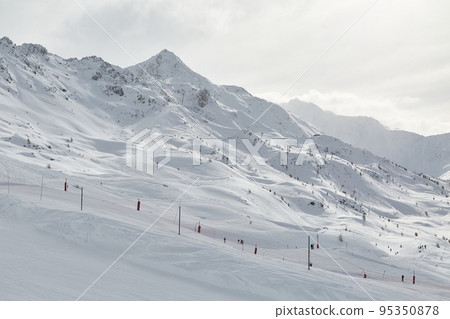 Skiing slopes from the top 95350878