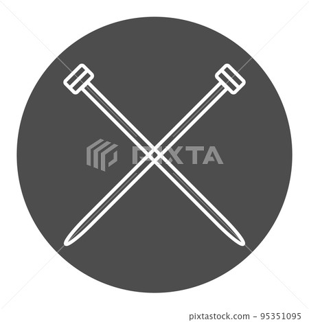 Knitting icon, crossed knitting needles. Hobby and needlework concept. Illustration, logo, vector Knitting icon, crossed knitting needles. Hobby and needlework concept. Illustration, logo, vector 95351095