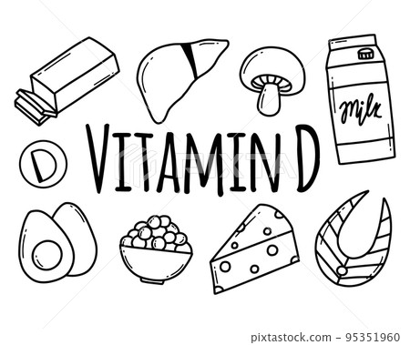 Vegetables and fruits with a high content of Vitamin B3. Hand drawn vitamin  set Stock Vector Image & Art - Alamy