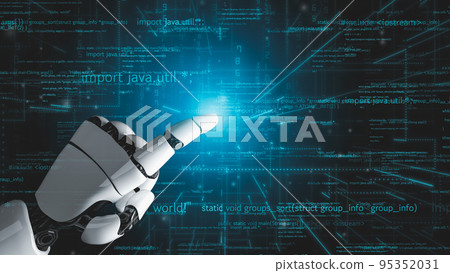 Futuristic robot artificial intelligence revolutionary AI technology concept 95352031
