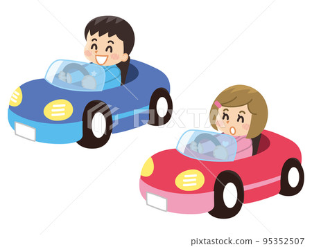 Kids riding a go-kart 95352507