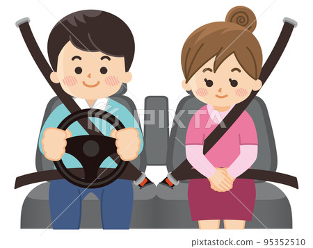 Drive with a couple inside the car 95352510