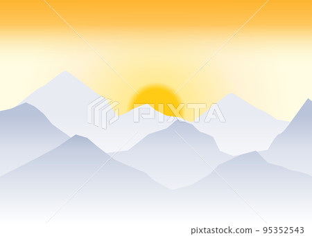 mountain view 2d outline with sunset background abstract for wallpaper banner  95352543