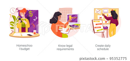 Preparation for homeschooling isolated cartoon vector illustration set 95352775