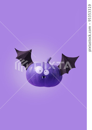 Happy Halloween, Funny pumpkin bat with frightening eyes 95353319