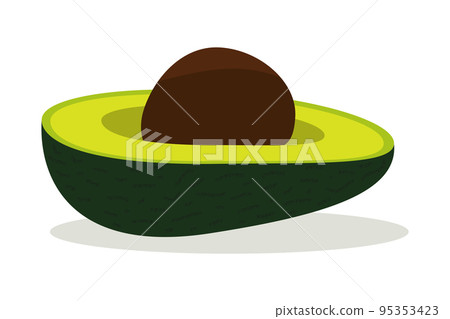 Half an avocado with a pit. Vector illustration. 95353423