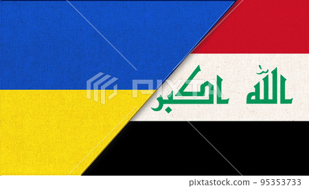 National symbols of Ukraine and Iraq. Ukrainian and Jordanian flags National symbols of Ukraine and Iraq. Ukrainian and Jordanian flags 95353733