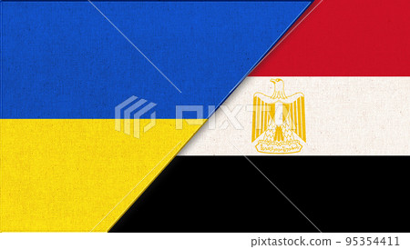 National Symbols of Ukraine and Egypt. Ukrainian and Egyptian flags National Symbols of Ukraine and Egypt. Ukrainian and Egyptian flags 95354411