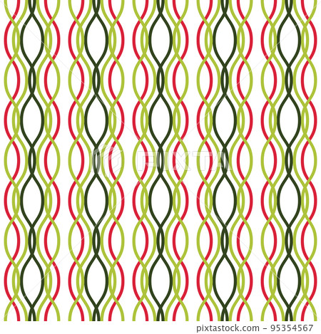 Vector seamless pattern. Colored vertical wavy lines intertwined on a White background. Illustration great for holiday background, Christmas, greeting card design, textiles, packaging, and wallpaper. Vector seamless pattern. Colored vertical wavy lines intertwined on a White background. Illustration great for holiday background, Christmas, greeting card design, textiles, packaging, and wallpaper. 95354567