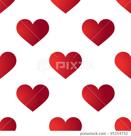 Seamless pattern. Red Heart. Vector illustration of bright hearts on white background. Valentine Day. For holiday designs, greeting cards, holiday prints, designer packaging, stylish textiles, etc. 95354732