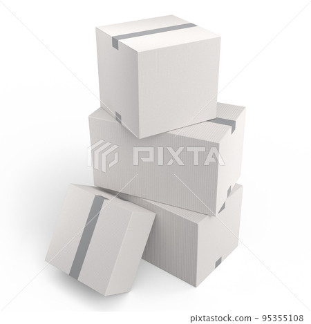 Cardboard box or carton on white background, carrying parcel and online shopping 95355108
