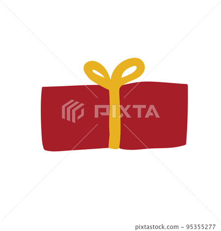 Gift box with golden ribbon and bow. Birthday, Christmas, Mother's day celebration. Vector illustration. Gift box with golden ribbon and bow. Birthday, Christmas, Mother's day celebration. Vector illustration. 95355277