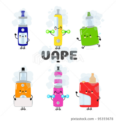 Funny cute happy vape characters bundle set Stock