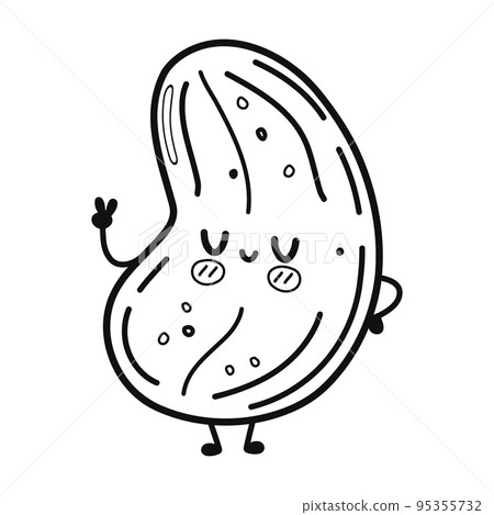 Funny cute happy cashew characters bundle set. Vector kawaii line cartoon style illustration. Cute cashew mascot character collection, outline cartoon illustration for coloring book Funny cute happy cashew characters bundle set. Vector kawaii line cartoon style illustration. Cute cashew mascot character collection, outline cartoon illustration for coloring book 95355732