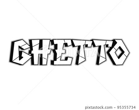 Ghetto word graffiti style letters.Vector hand drawn doodle cartoon logo illustration. Funny cool ghetto letters, fashion, graffiti style print for t-shirt, poster concept Ghetto word graffiti style letters.Vector hand drawn doodle cartoon logo illustration. Funny cool ghetto letters, fashion, graffiti style print for t-shirt, poster concept 95355734