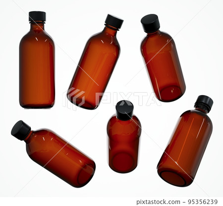Cosmetic bottles several views 3D render, different angles of care product container template on white background isolated, design and branding ready brown glass bottle with cap Cosmetic bottles several views 3D render, different angles of care product container template on white background isolated, design and branding ready brown glass bottle with cap 95356239