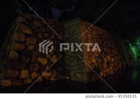 Takamatsu Castle stone wall at night 3 Takamatsu Castle stone wall at night 3 95356535