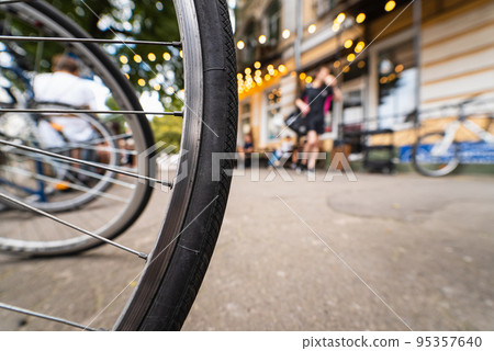 Bike Wheels close up on the street 95357640