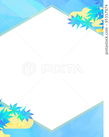 涼爽的秋葉和日本紙框 95357974