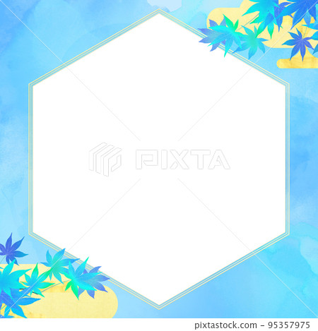 涼爽的秋葉和日本紙框 95357975