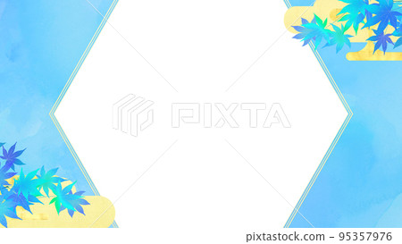 涼爽的秋葉和日本紙框 95357976