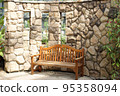 bench and stone wall 95358094