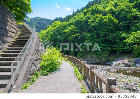 Arakawa upper stream near roadside station Otaki Onsen promenade fresh green scenery 95359348