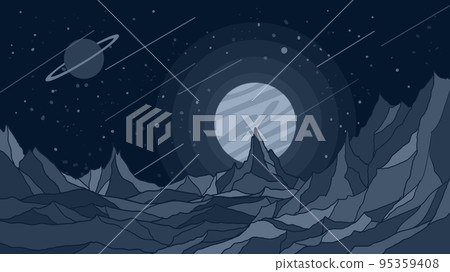 Alien planet surface landscape background 95359408