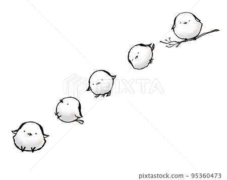 一隻簡單可愛的長尾飛蛾從樹枝上下來的水彩插圖 95360473