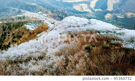 從雲仙尼多山口看到的一座山，有美麗的霜凍樹木 95360732